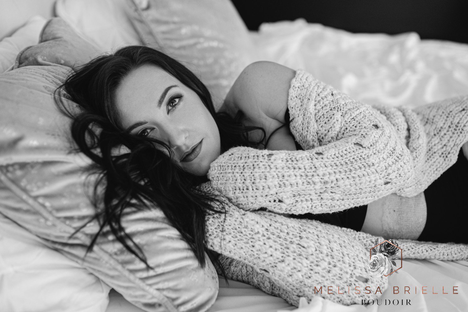 Boudoir session in sweater